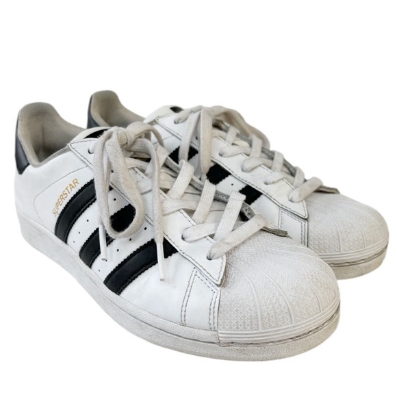 Adidas Originals Superstar Sneakers Size 7 White Leather Signature Shell Toe - Picture 2 of 12